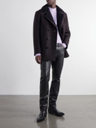 TOM FORD - Shearling and Leather-Trimmed Woven Wool-Blend Coat - Brown