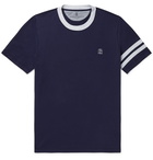 Brunello Cucinelli - Slim-Fit Logo-Embroidered Striped Cotton-Jersey T-Shirt - Blue