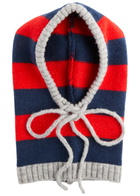 Damson Madder Striped Knitted Hood - Red - One Size