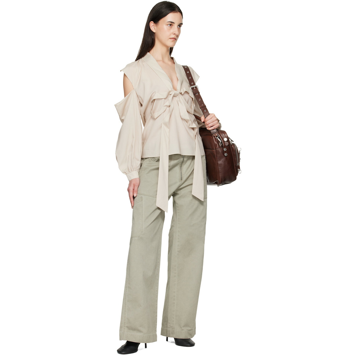 Acne Studios Gray Twill Belt Trousers