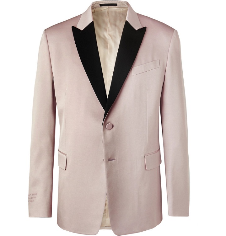 Photo: Valentino - Light-Pink Embroidered Satin-Trimmed Wool-Blend Tuxedo Jacket - Pink
