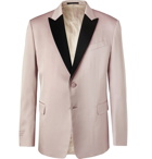 Valentino - Light-Pink Embroidered Satin-Trimmed Wool-Blend Tuxedo Jacket - Pink