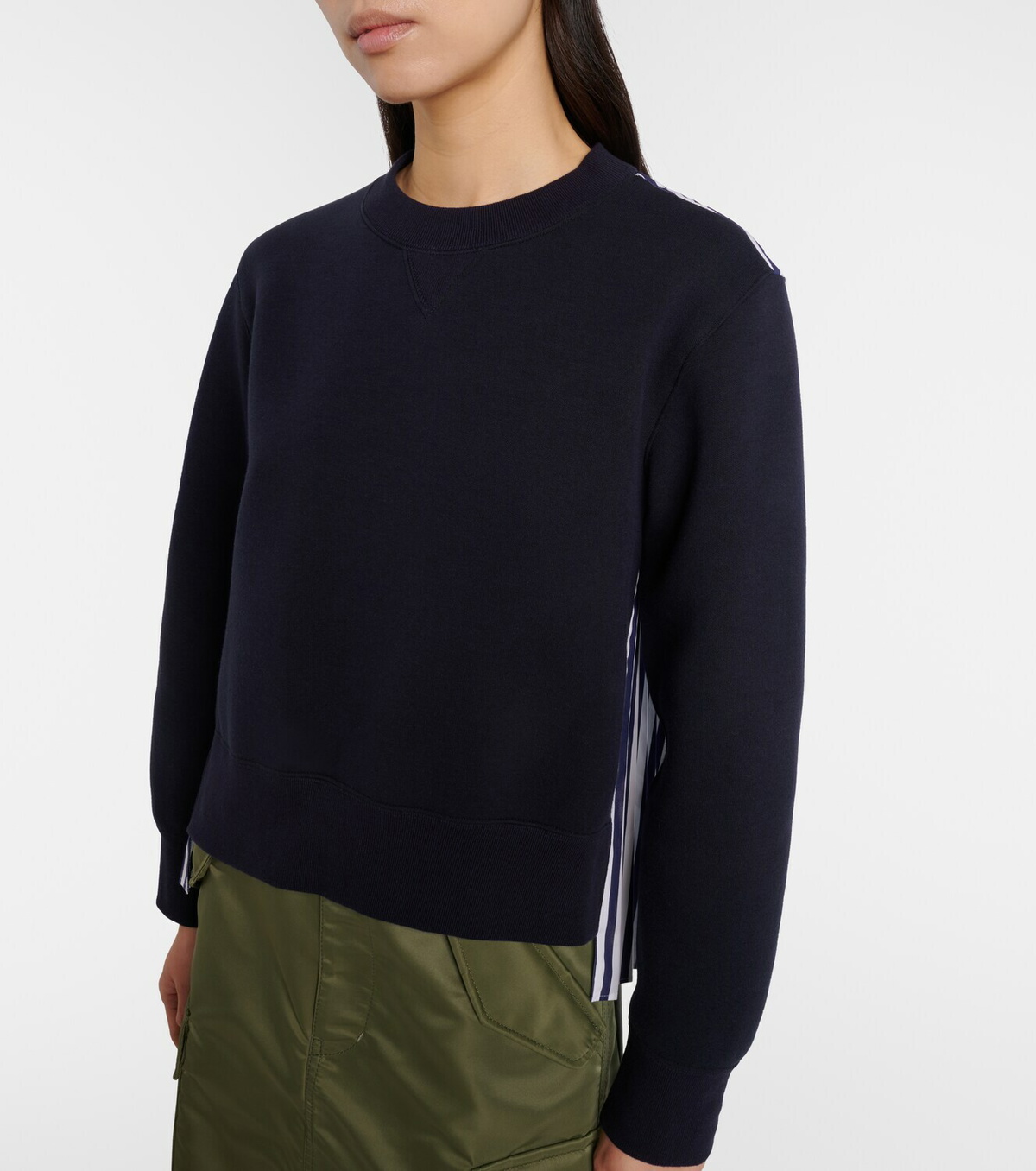 Sacai Striped cotton-blend sweatshirt