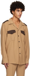 Ernest W. Baker Tan Contrast Pocket Shirt