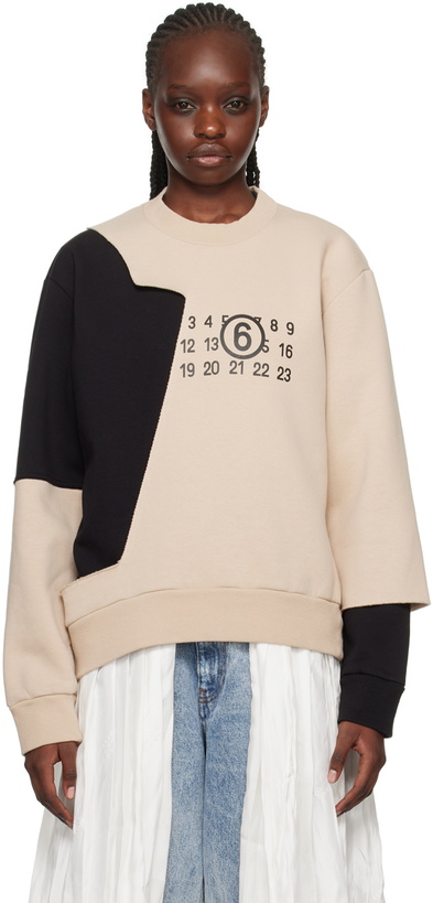 Photo: MM6 Maison Margiela Beige & Black Layered Sweatshirt