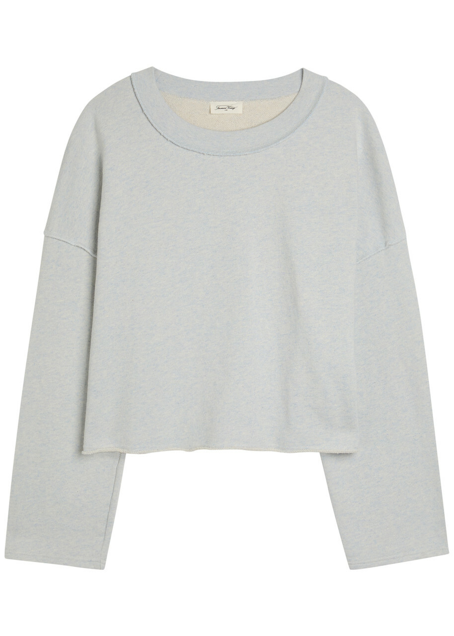 American Vintage Dantown Cropped Cotton Sweatshirt Light Blue