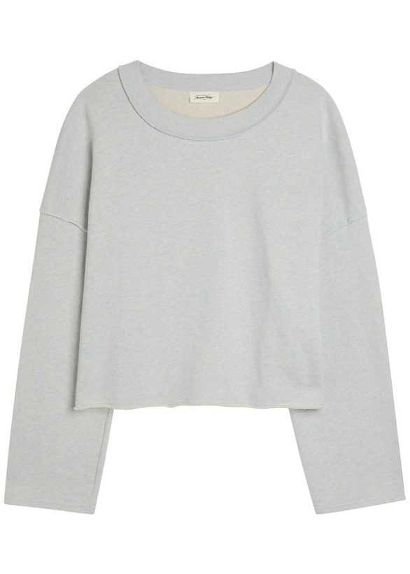 Photo: American Vintage Dantown Cropped Cotton Sweatshirt Light Blue