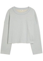 American Vintage Dantown Cropped Cotton Sweatshirt Light Blue