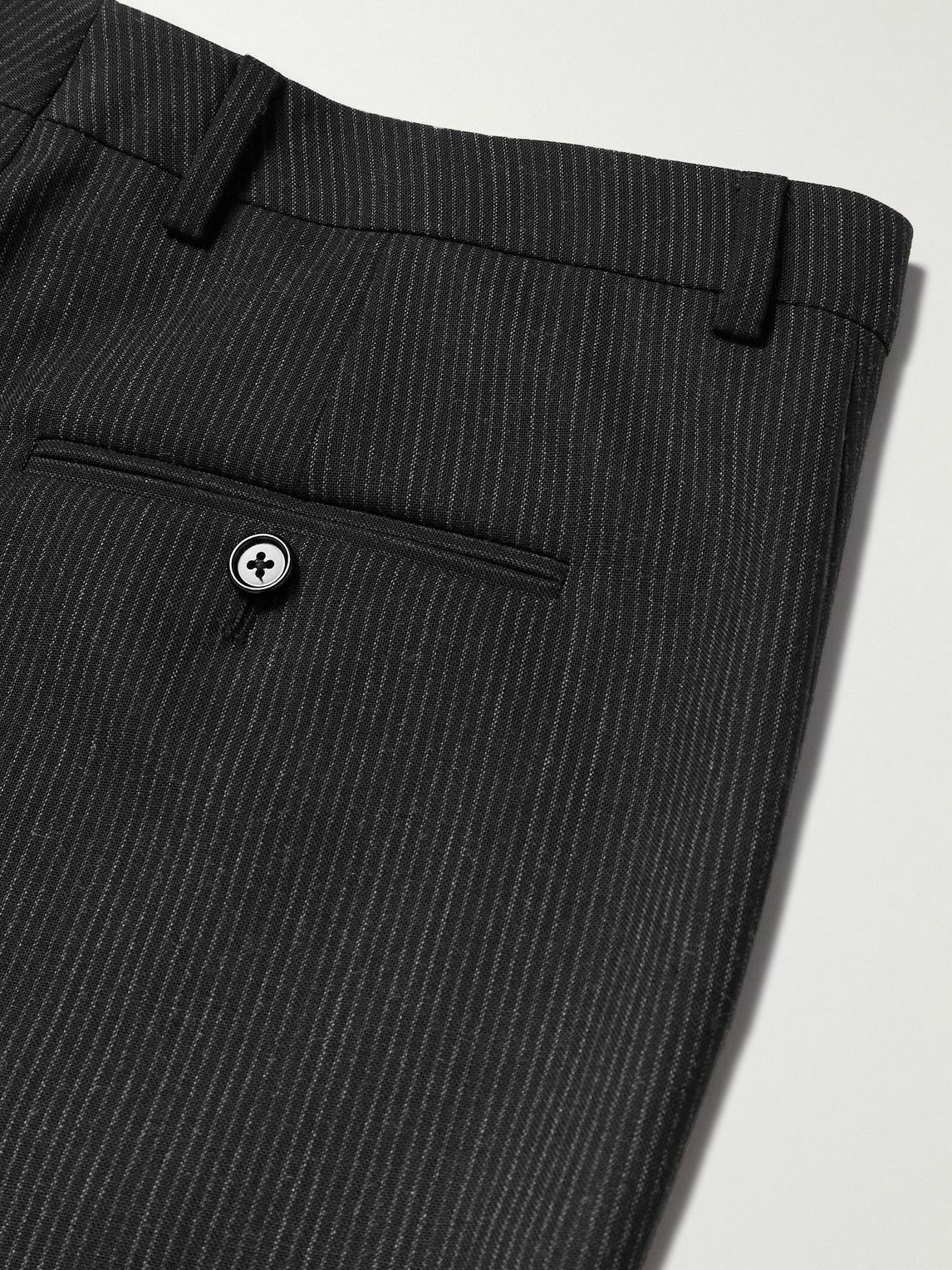 CELINE - Pinstriped Wool Trousers - Black