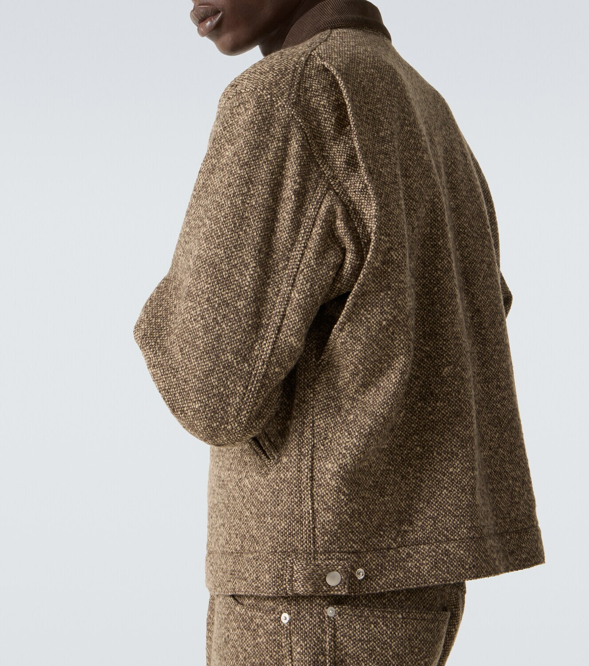 Auralee Corduroy-trimmed wool tweed blouson jacket Auralee