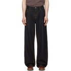 Palm Angels Black Curved Logo Loose Jeans