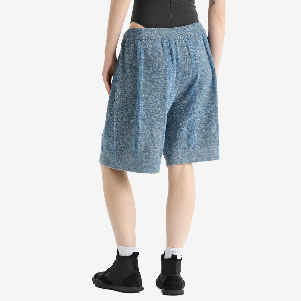 Maison Margiela Women's Knitted Shorts in Stripe in Petrol