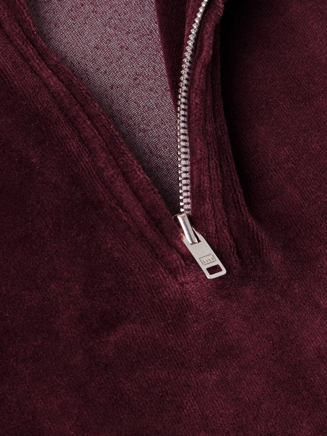 Les Tien - Cotton-Blend Velour Half-Zip Sweatshirt - Burgundy