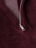 Les Tien - Cotton-Blend Velour Half-Zip Sweatshirt - Burgundy