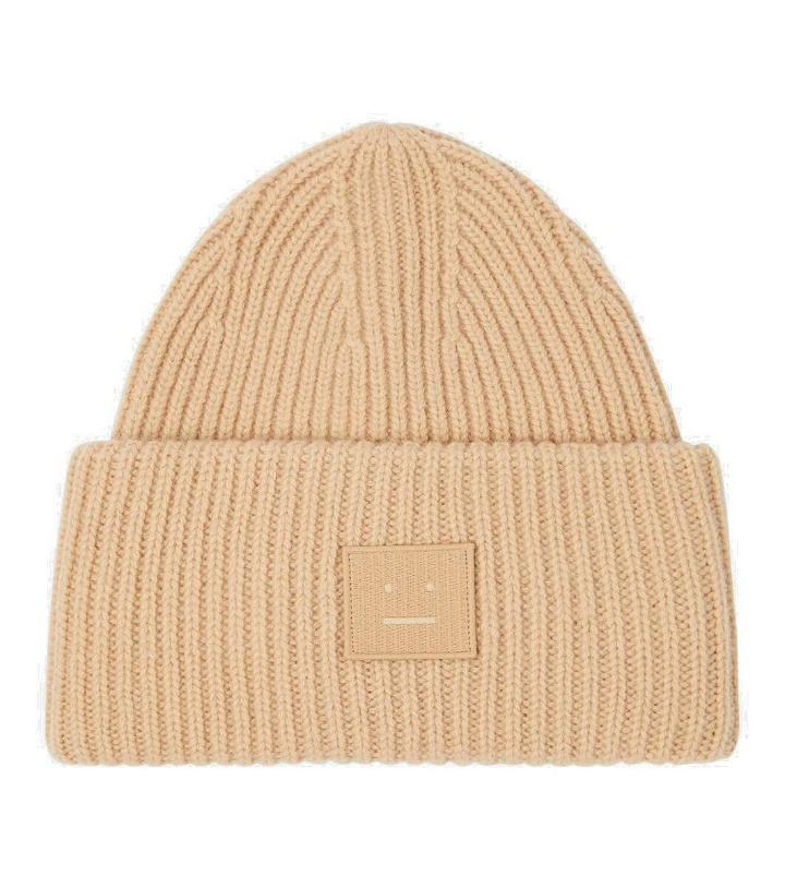 Photo: Acne Studios Large Face ribbed-knit wool beanie