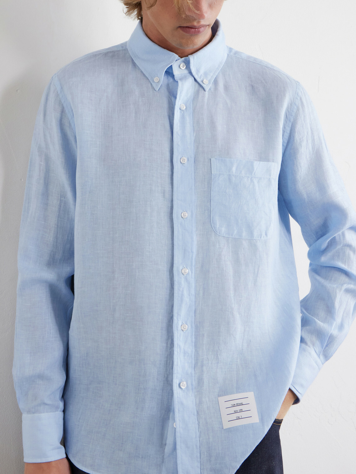 Thom Browne - Garment-Dyed Linen Shirt - Blue