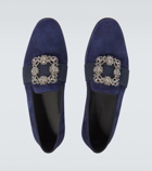 Manolo Blahnik Carlton embellished suede loafers