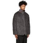 South2 West8 Grey Faux-Boa Piping Jacket