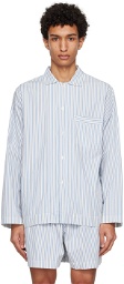 Tekla White & Blue Oversized Pyjama Shirt