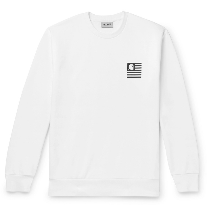 Photo: Carhartt WIP - State Logo-Print Loopback Cotton-Blend Jersey Sweatshirt - White