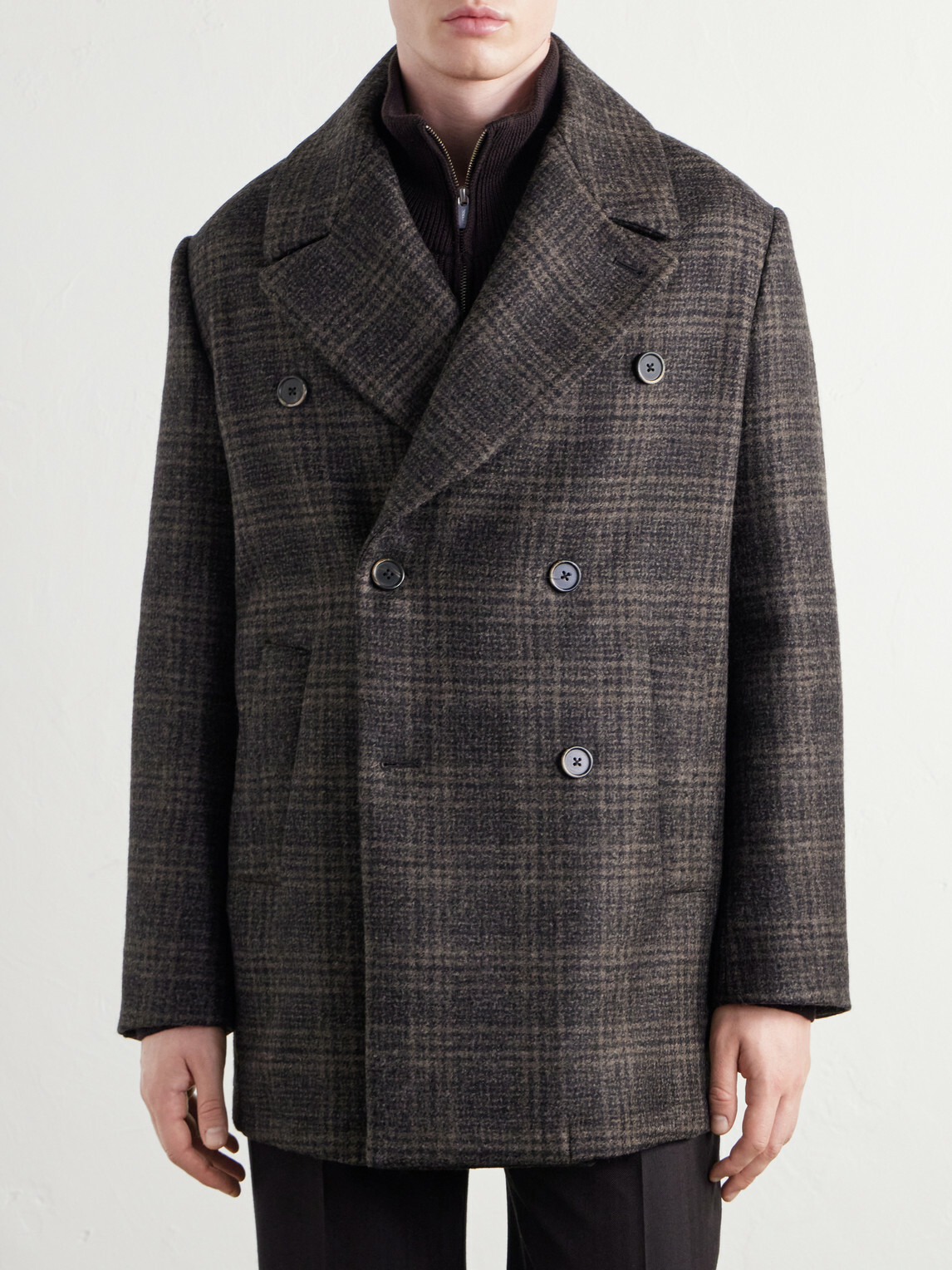 Barena - Double-Breasted Prince of Wales Wool-Blend Blouson Jacket - Brown
