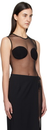 Nensi Dojaka Black Padded Bra Sleeveless Sheer Bodysuit