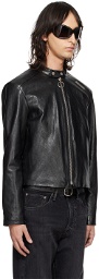 Acne Studios Black Band Collar Leather Jacket