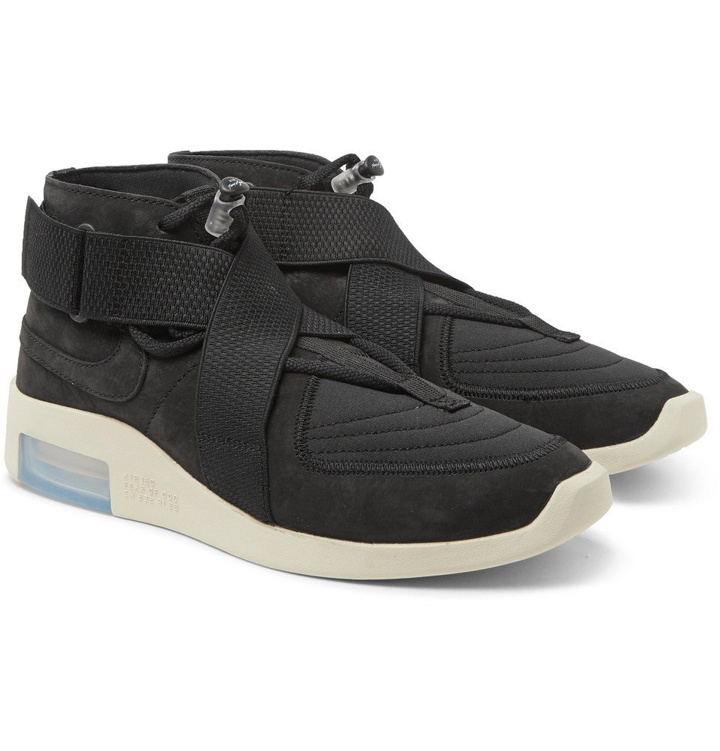 Photo: Nike - Fear of God 1 Air Raid Suede and Webbing High-Top Sneakers - Black