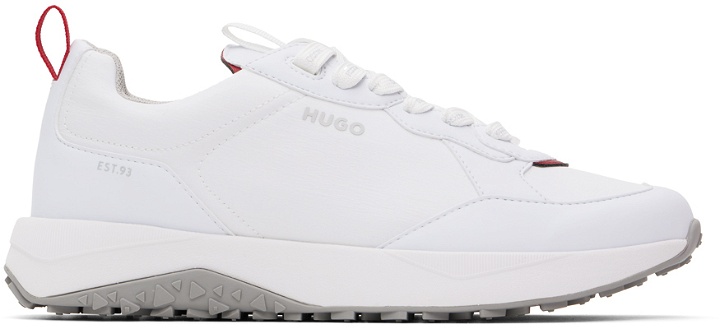 Photo: Hugo White Mixed Material Lace-Up Sneakers