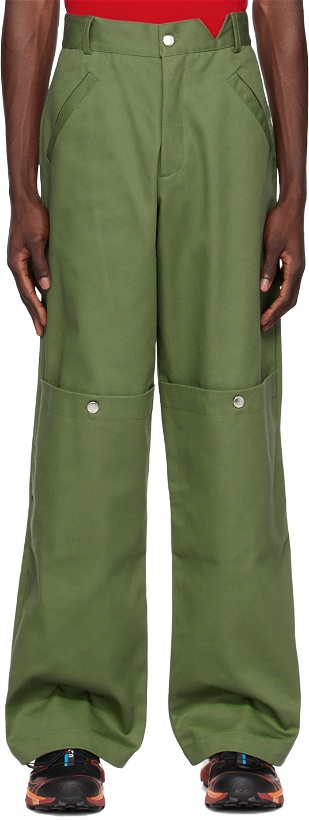 Photo: SPENCER BADU Green Paneled Cargo Pants