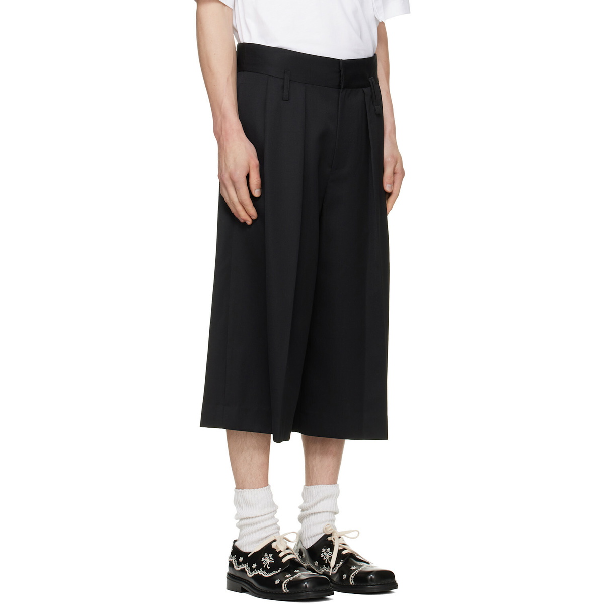 Simone Rocha Black Peeling Waist Wide Leg Shorts
