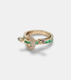 Ananya Chakra 18kt gold ring with emeralds and gemstones