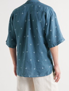 120% - Printed Linen-Gauze Shirt - Blue