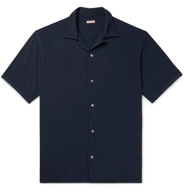 Photo: KAPITAL - Camp-Collar Embroidered Voile Shirt - Navy