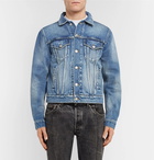 Balenciaga - Cropped Embroidered Distressed Denim Jacket - Men - Indigo