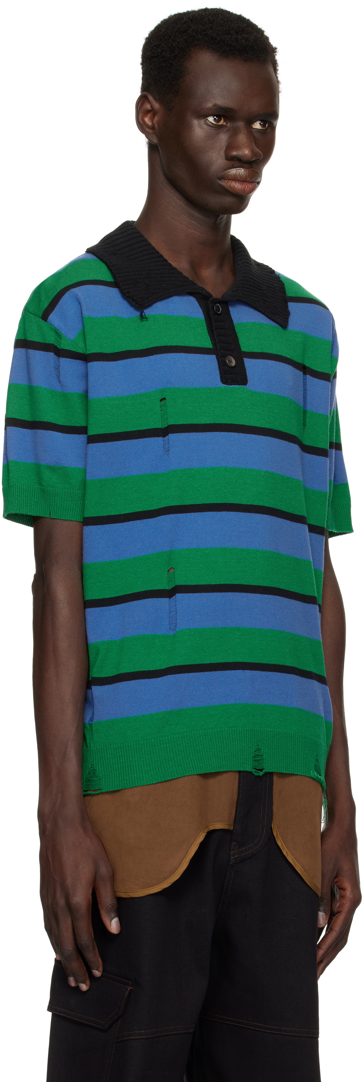 Andersson Bell Multicolor Damaged Stripe Polo