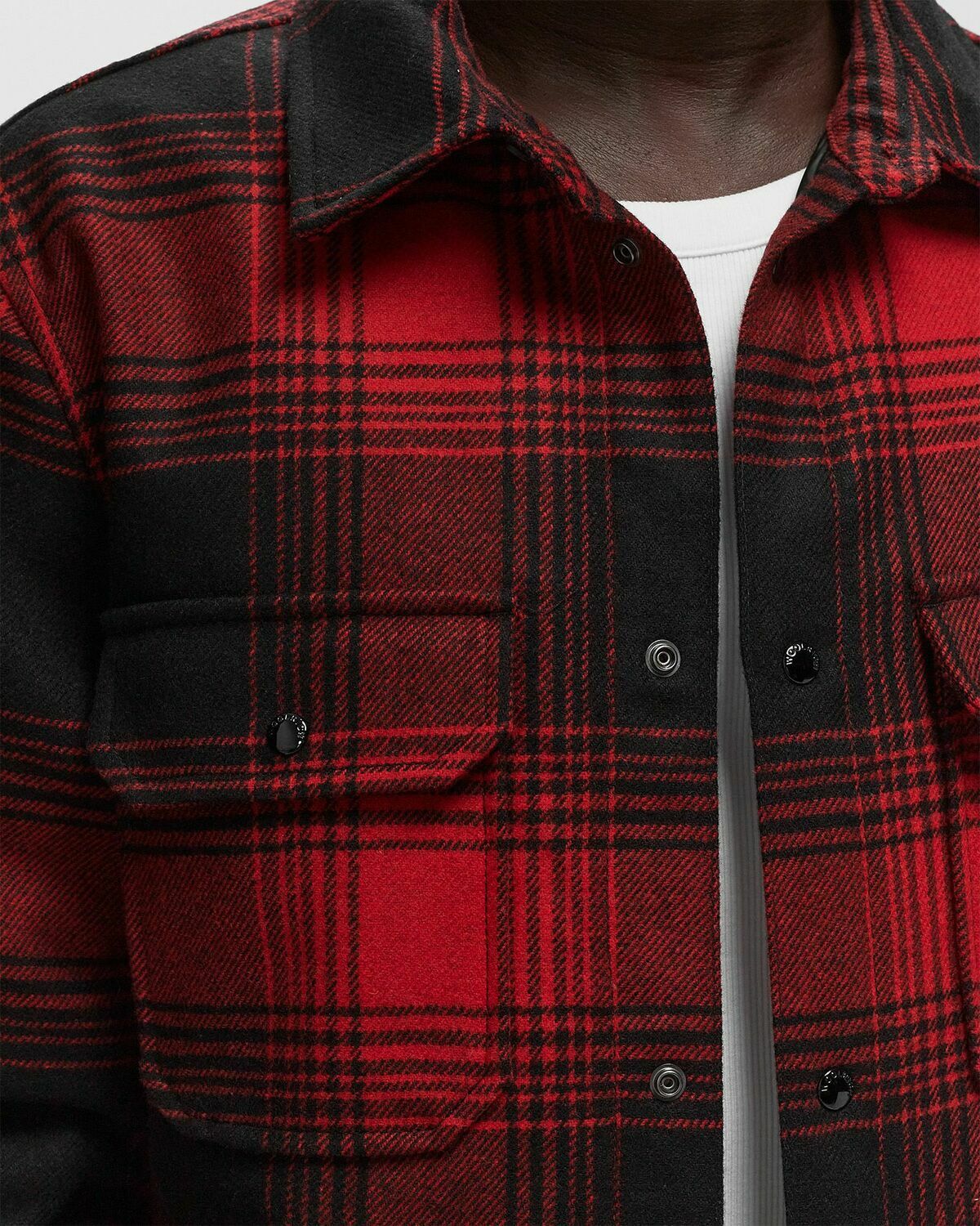Woolrich Alaskan Wool Check Overshirt Red Overshirts Woolrich