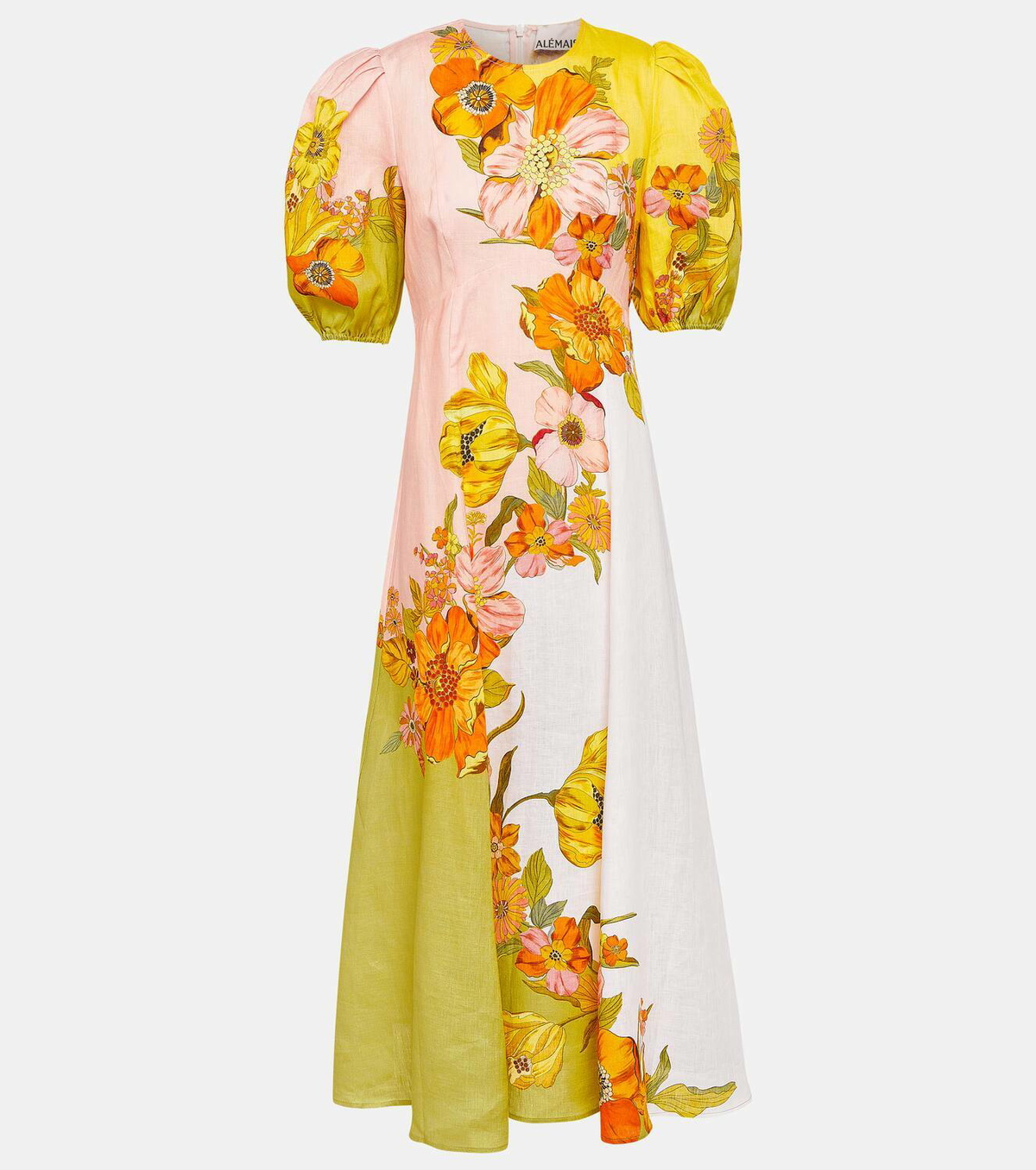 Almais Silas floral linen midi dress ALMAIS