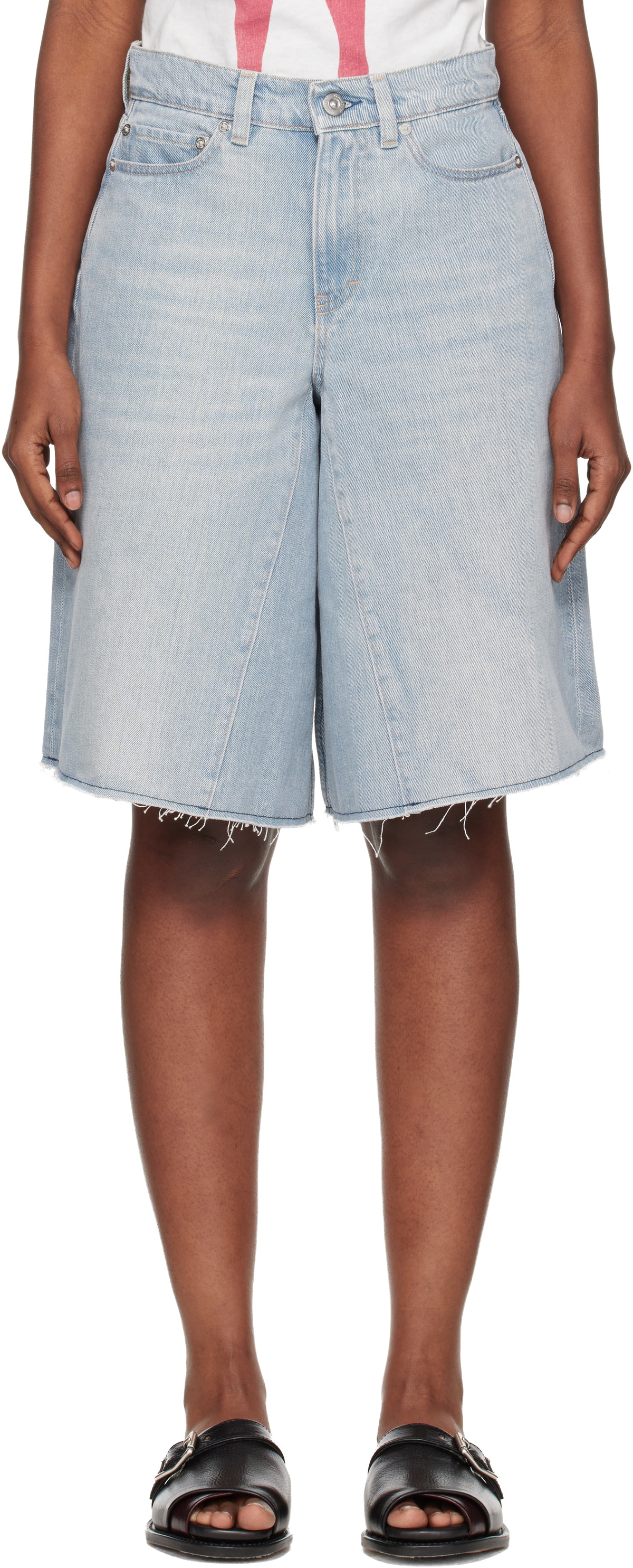 OUR LEGACY Blue Midi Denim Shorts