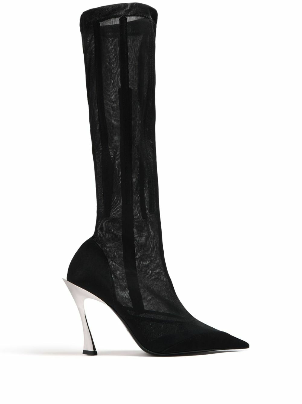 Mugler Black Fang 95 Mesh Knee-High Boots Mugler