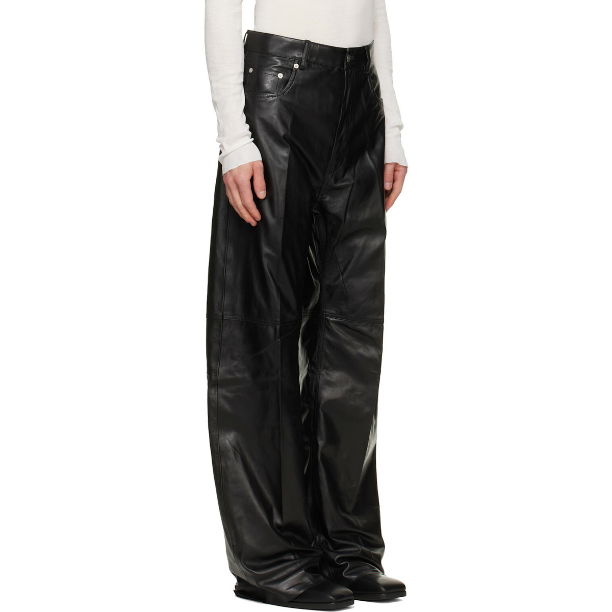 Rick Owens Black Tower Geth Leather Pants