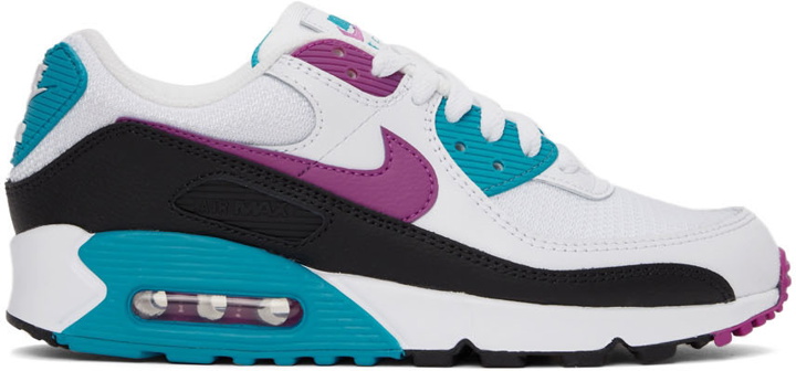 Photo: Nike White & Purple Air Max 90 Premium Sneakers