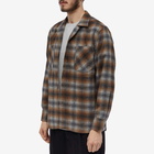 Universal Works Men's Wool Flannel Work Shirt in Brown Check