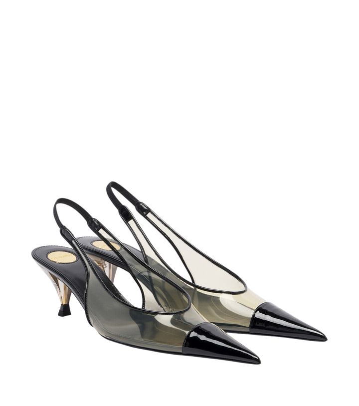 Photo: Saint Laurent Fanny leather-trimmed slingback pumps