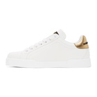 Dolce and Gabbana White and Gold Crest Portofino Sneakers