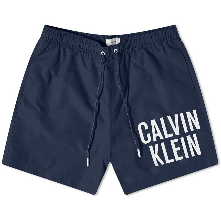 Photo: Calvin Klein Men's Logo Swim Short in Navy Iris