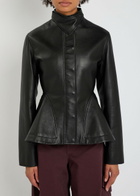 Alaïa Panelled Peplum Leather Jacket Black