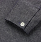 Mr P. - Camp-Collar Washed Cotton-Chambray Shirt - Men - Gray