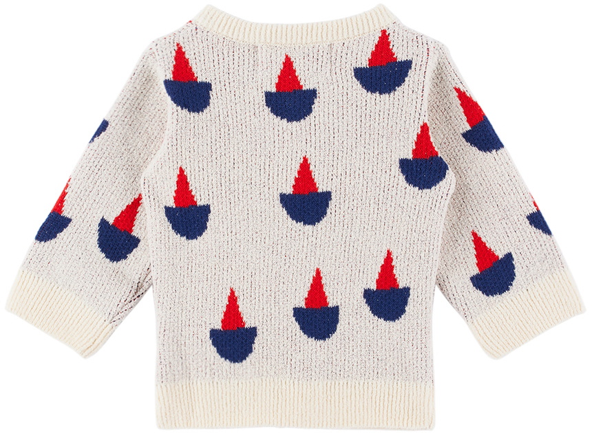 Bobo Choses Baby Beige Sail Boat Cardigan Bobo Choses