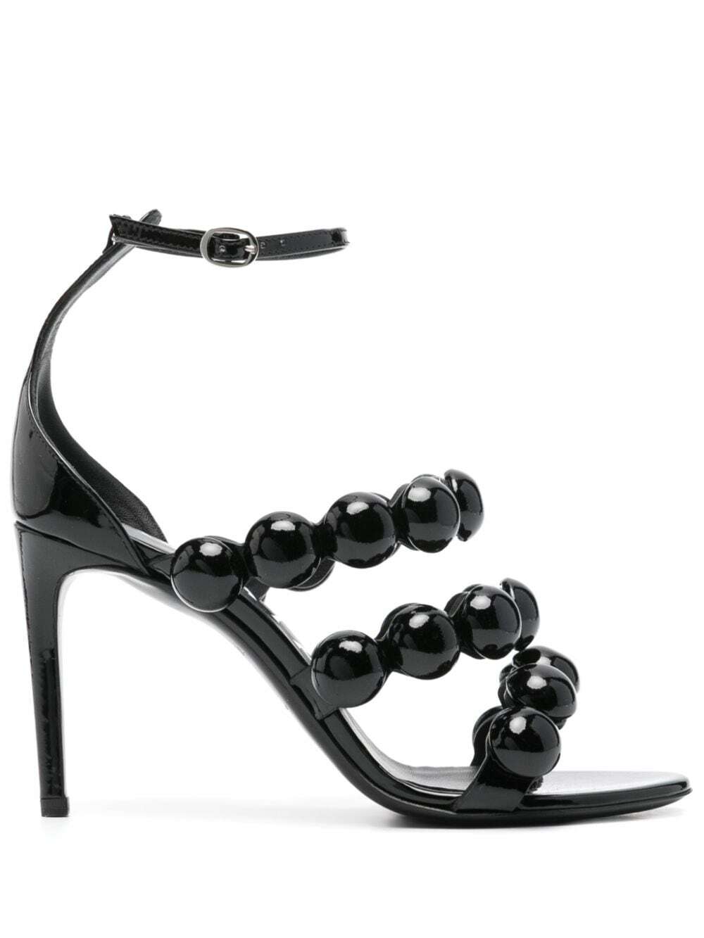 ALAIA THREE-STRAPS HIGH HEEL SANDALS IN GOLDEN PATENT LAMBSKIN main image 0